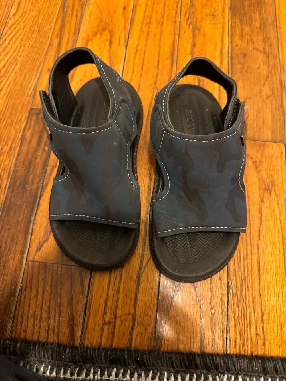 Toddler Boys Blue Camo Open Toe Sport Sandals with Adjustable Strap